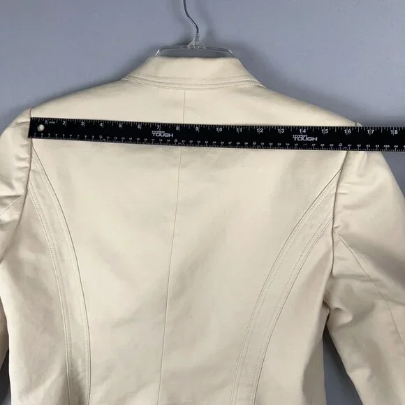 Calvin Klein Blazer Coat Womens Size 10 Stretch Single Breasted Beige Cream - Picture 9 of 10
